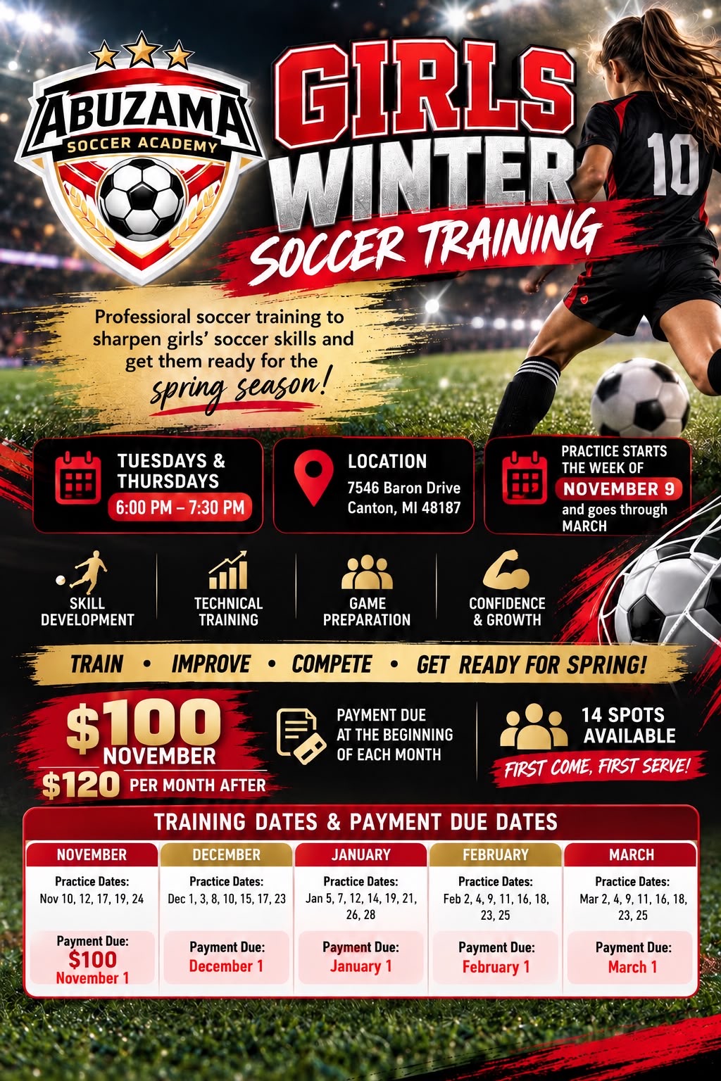 Girls Winter Soccer Training — Abu Zama Soccer Academy